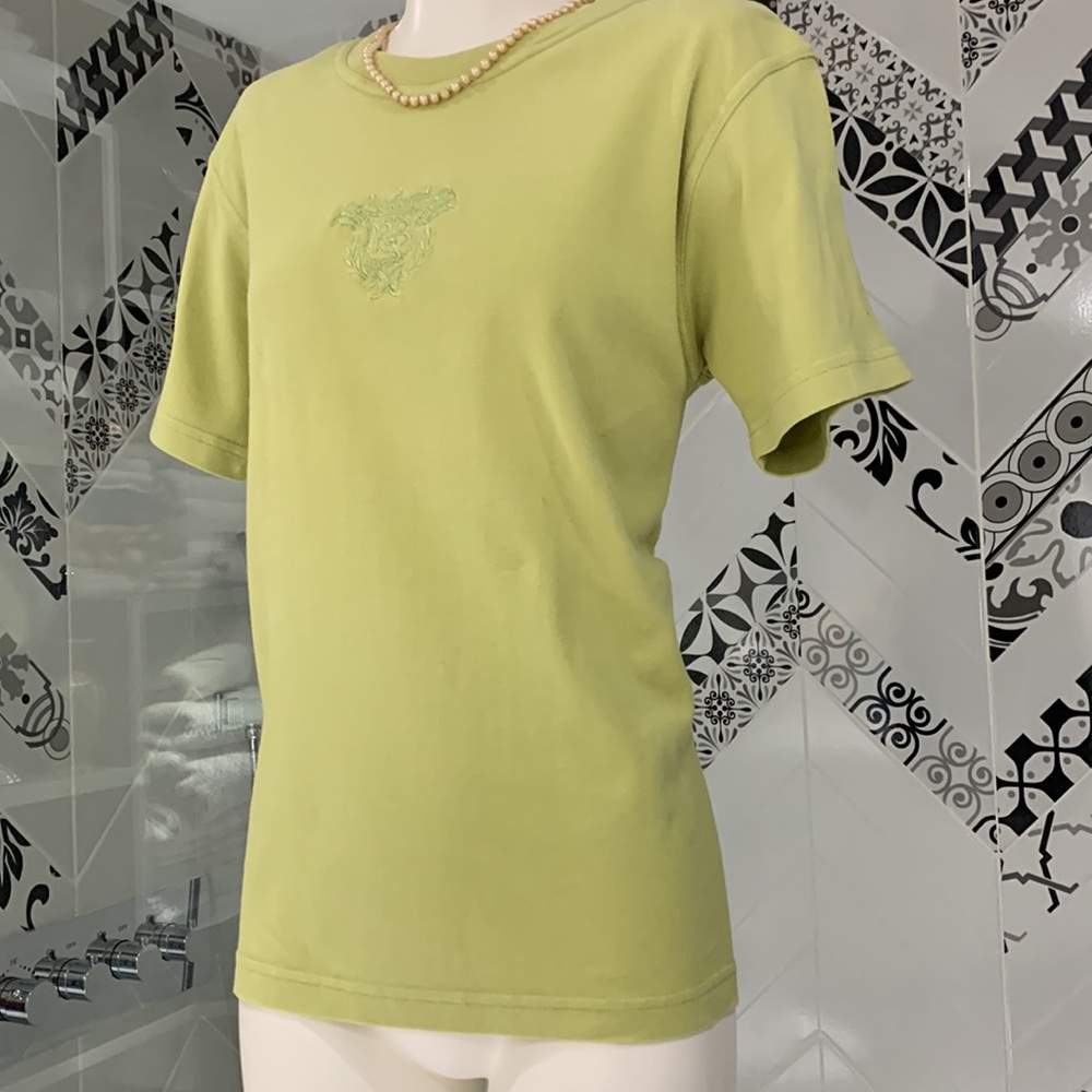 VTG 90’ 💯 Cotton Embroidered Short Sleeves T-shirt in Lime Green